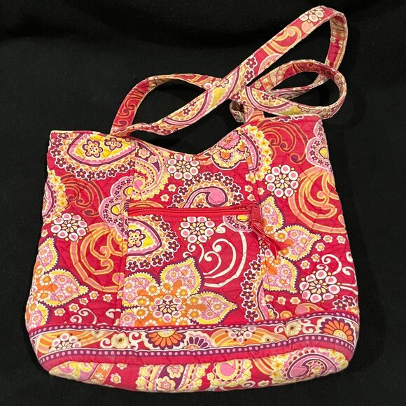 Vera Bradley Raspberry Fizz Retired Pattern 11x9 2 Handle Tote/Handbag - Picture 2 of 8